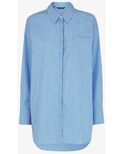 Whistles Striped Oversized-fit Cotton Shirt - Blue