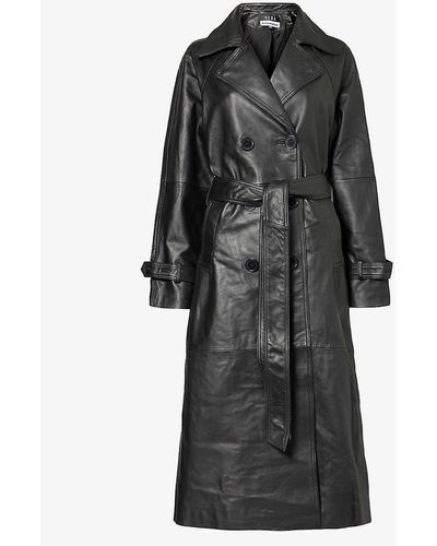 Reformation Ashland Notch-lapel Leather Coat - Black
