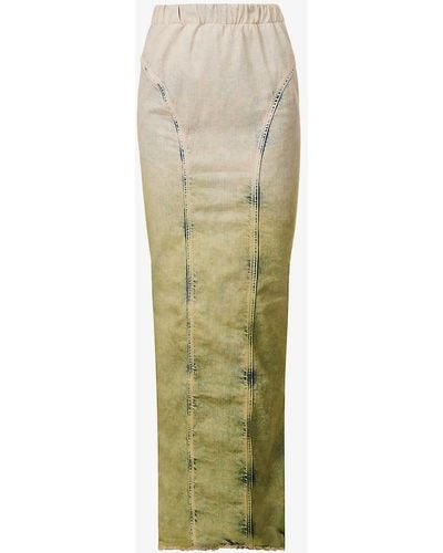 Rick Owens X Moncler Gradient-pattern Stretch-cotton Maxi Skirt - Green