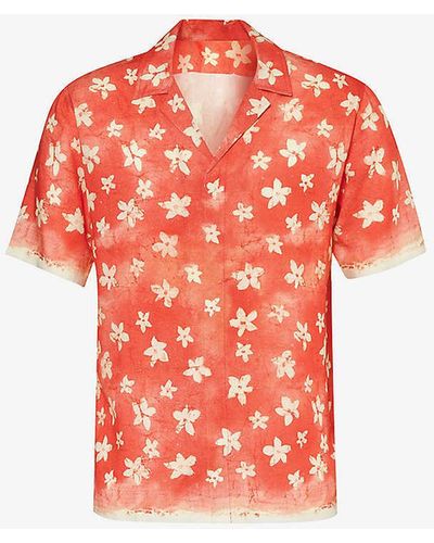 Orlebar Brown Graphic-print Short-sleeve Woven-blend Shirt X - Red
