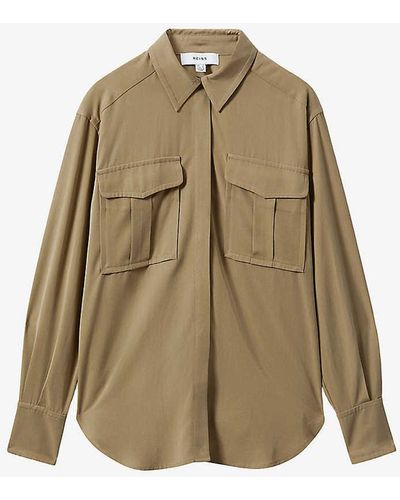 Reiss Isador Patch-pocket Relaxed-fit Woven Shirt - Natural