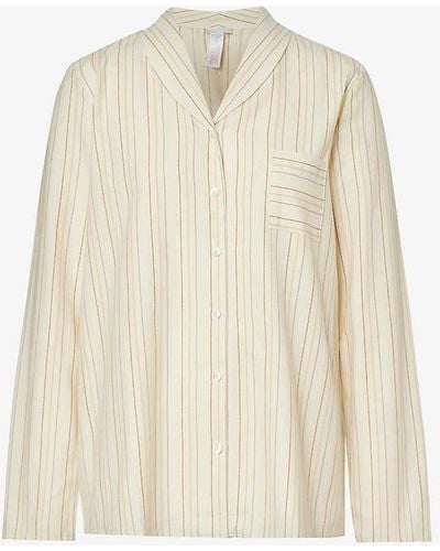 Hanro Loungy Nights Striped Cotton Pyjama Shirt - Natural