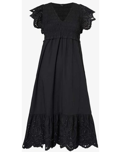 Rails Clementine V-neck Cotton-blend Midi Dress - Black
