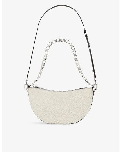 IRO Arc Chain-embellished Shearling Leather Cross-body Bag - White