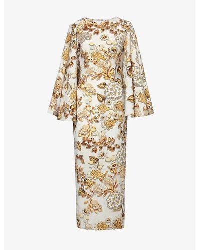 Mary Katrantzou Cambon Floral-print Stretch-woven Maxi Dress - Metallic