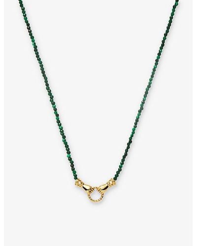 Missoma X Harris Reed Good Hands 18ct Recycled Yellow -plated Brass, Cubic Zirconia And Black Onyx Beaded Necklace - Metallic