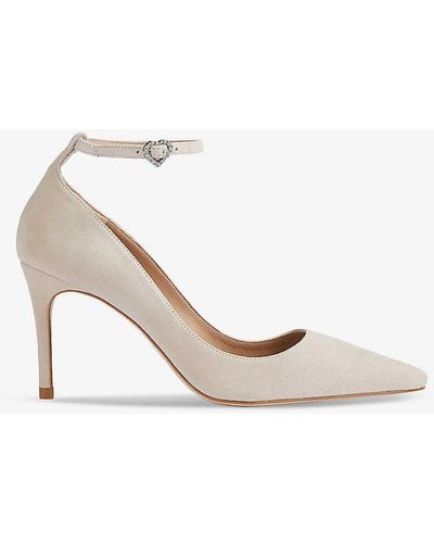 LK Bennett Catelyn Ankle-strap Heeled Suede Court Shoes - White