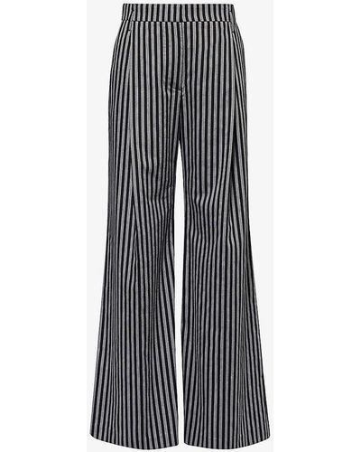 Camilla & Marc Cassius Striped Wide-leg Mid-rise Cotton Trousers - Grey