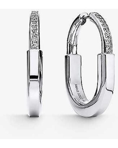 Tiffany & Co. Tiffany Lock Medium 18ct White-gold And 0.19ct Diamond Hoop Earrings