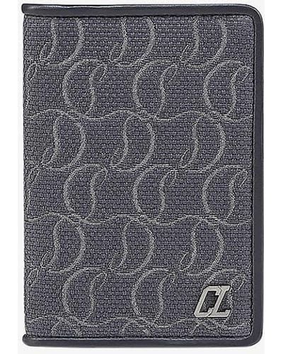 Christian Louboutin Sifnos Brand-plaque Cotton-canvas Card Holder - Grey