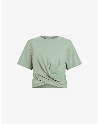 AllSaints Mallinson Cross-over Cropped Cotton T-shirt - Green