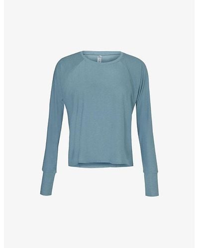 Beyond Yoga Featherweight Daydreamer Relaxed-fit Stretch-jersey Sweatshirt - Blue