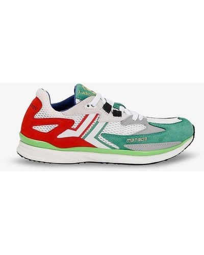 Lanvin Meteor Branded Suede And Mesh Low-top Trainers - Green