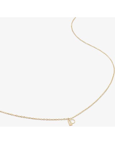 Monica Vinader Small Letter P 14ct Yellow-gold Pendant Necklace - White