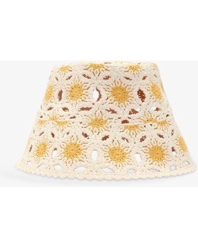Maje Bob Sun Graphic-print Cotton-crochet Bucket Hat - Natural