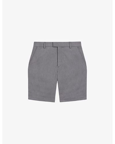 Ted Baker Katford Textured Stretch-cotton Shorts - Grey