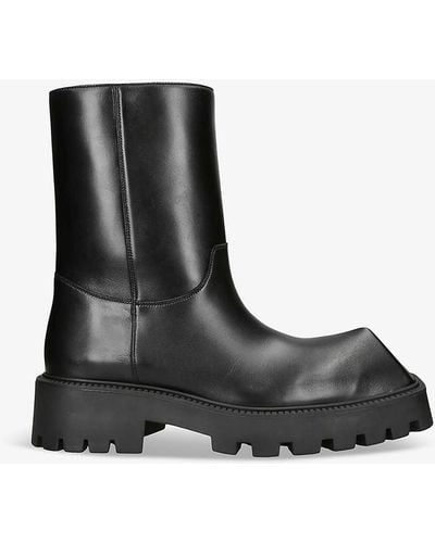 Balenciaga Rhino Chunky-sole Leather Boots - Black
