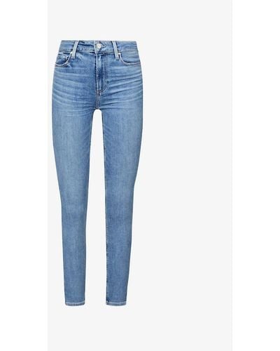 PAIGE Hoxton Ankle Cropped Skinny High-rise Stretch-denim Jeans - Blue