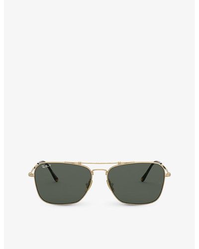 Ray-Ban Rb8136m Caravan Square-frame Polarised Titanium Sunglasses - Metallic