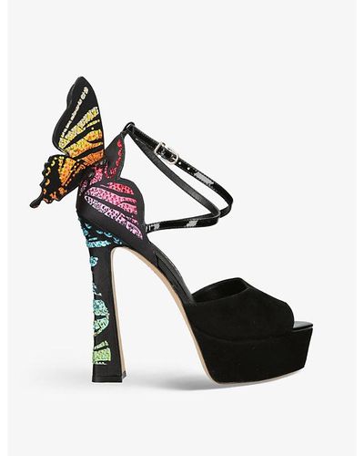 Sophia Webster Chiara Crystal-embellished Leather Platform Heeled Sandals - Black