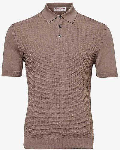 Orlebar Brown Burnham Textured-weave Silk And Cotton-blend Polo Shirt - Brown