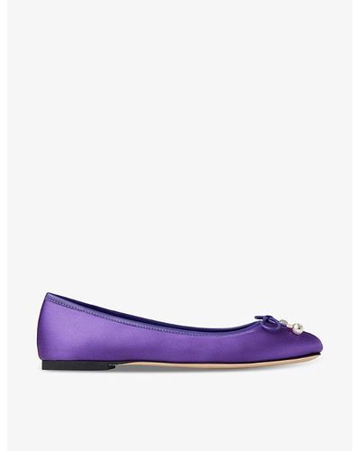 Jimmy Choo Elme Satin Ballet Flats - Purple