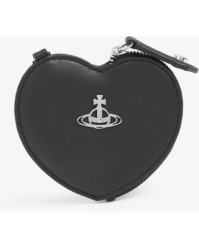 Vivienne Westwood Yasmine Heart-shaped Leather Keychain Purse - Black