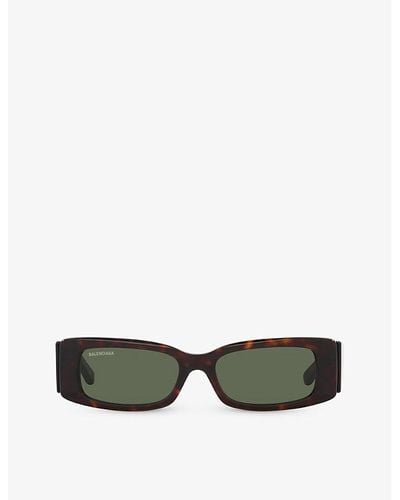 Balenciaga Bb0260s Rectangle-frame Tortoiseshell Acetate Sunglasses - Green