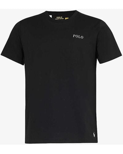 Polo Ralph Lauren Logo Text-print Cotton-jersey T-shirt - Black