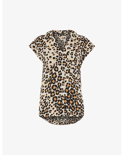 Whistles Leopard-print Open-collar Woven Shirt - White