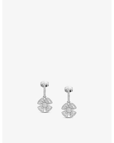 BVLGARI Fiorever 18ct White-gold And 0.89ct Brilliant-cut Diamond Hoop Earrings
