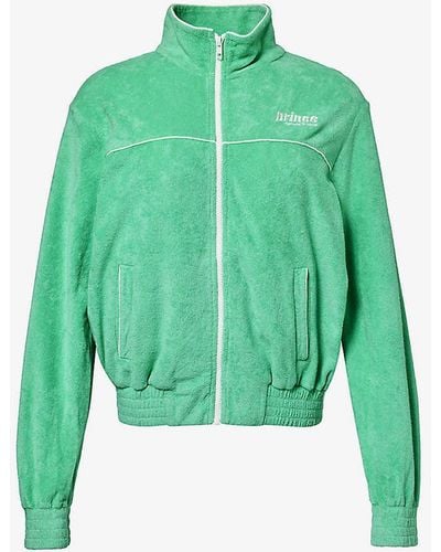Sporty & Rich X Prince Brand-patch Terry-towelling Cotton-jersey Jacket X - Green
