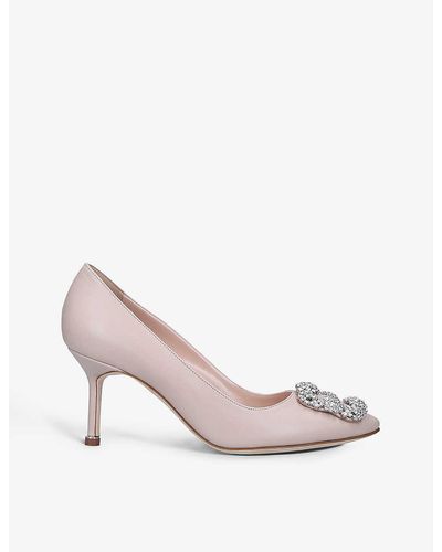 Manolo Blahnik Hangisi 70 Crystal-embellished Leather Courts - Pink