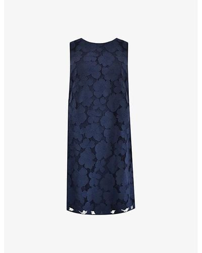 Ro&zo Floral-lace Shift Mini Dress - Blue