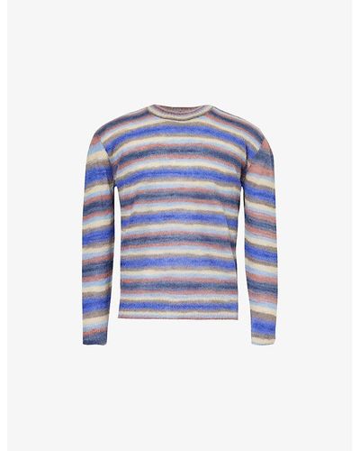 A.P.C. Striped Woven-blend Sweater - Blue