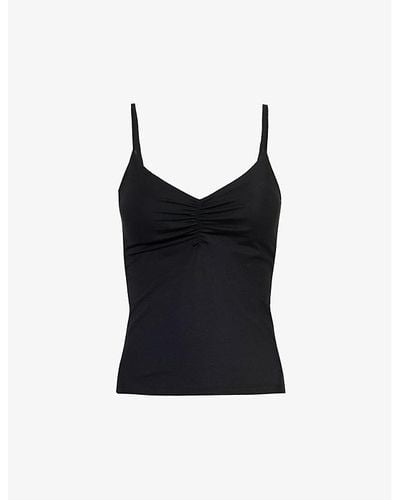 ADANOLA Ultimate Ruched Stretch-recycled Polyamide Top X - Black