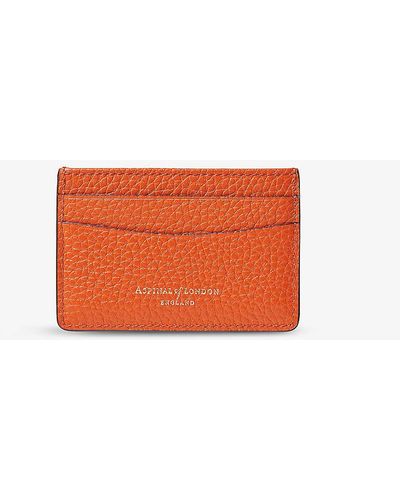 Aspinal of London Slim Logo-embossed Leather Credit Card Case - Orange