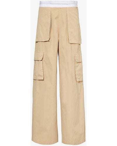 Alexander Wang Rave Branded-waistband Mid-rise Cotton Cargo Trousers - Natural