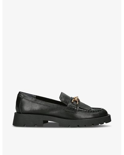 Dolce Vita Erna Chain-embellished Fringed Leather Loafers - Black