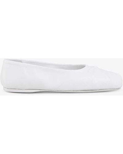 Marni Dancer Square-toe Leather Ballerina Flats - White