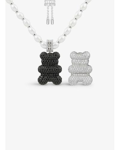 Apm Monaco Mood Yummy Bear Xl Sterling- And Zirconia Necklace - White