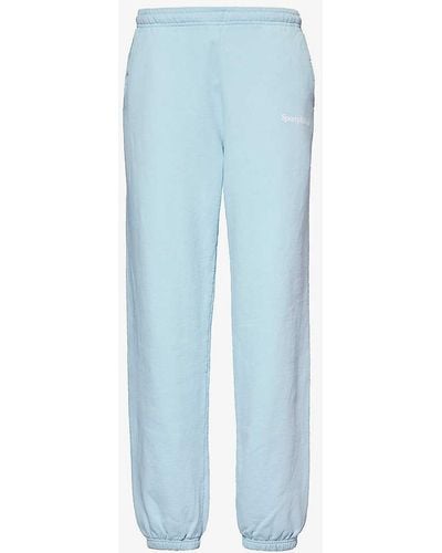 Sporty & Rich Serif Branded Cotton-jersey jogging Bottoms - Blue