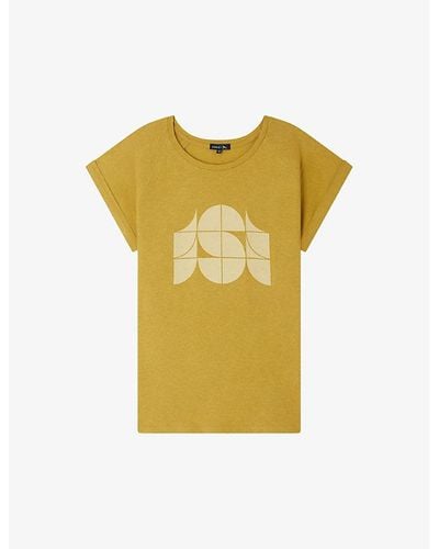 Soeur Valentina Screen-print Cotton-blend T-shirt - Yellow