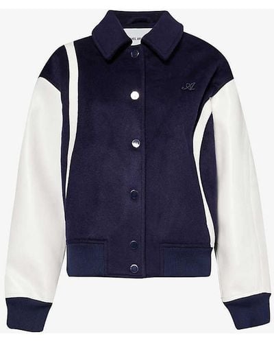 Axel Arigato Bay Brand-embroidered Wool-blend Varsity Jacket - Blue