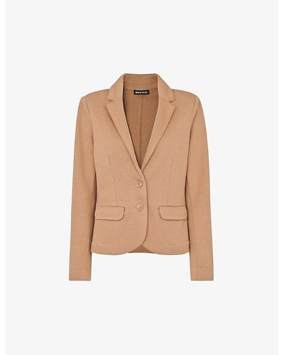 Whistles Slim-fit Single-breasted Cotton-jersey Jacket - Natural