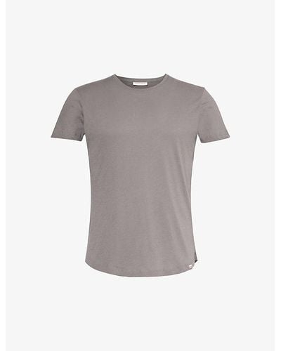 Orlebar Brown Brand-tab Round-neck Cotton T-shirt - Gray