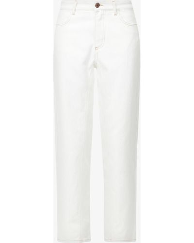 See By Chloé Embroidered Straight-leg Mid-rise Stretch-denim Jeans - White