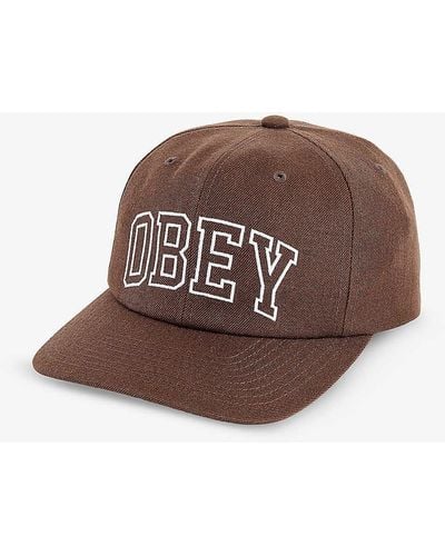 Obey Embroidered Canvas Baseball Cap - Brown