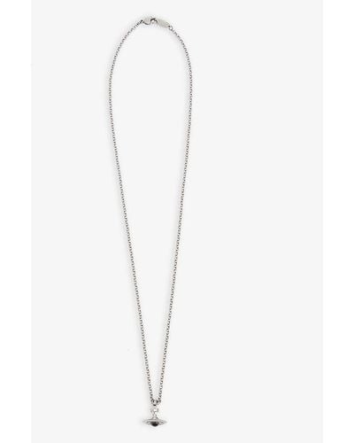 Vivienne Westwood Petite Orb Ruthenium-plated Brass Necklace - White