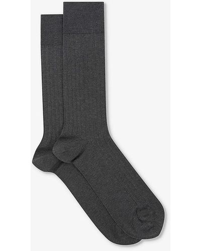 Reiss Fela Ribbed Stretch-cotton Socks - Black